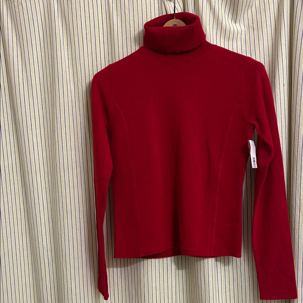DKNY Vibrant Red Cowl Neck cashmere Sweater